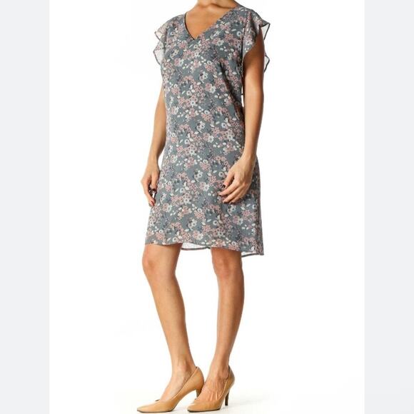 Loft Petite Floral Flutter Sleeve Shift Dress - Picture 1 of 8